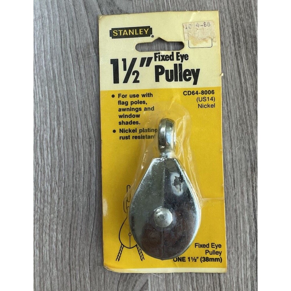 stanley 1 1/2 inch fixed eye pulley cd64-8006 Nos  Vintage